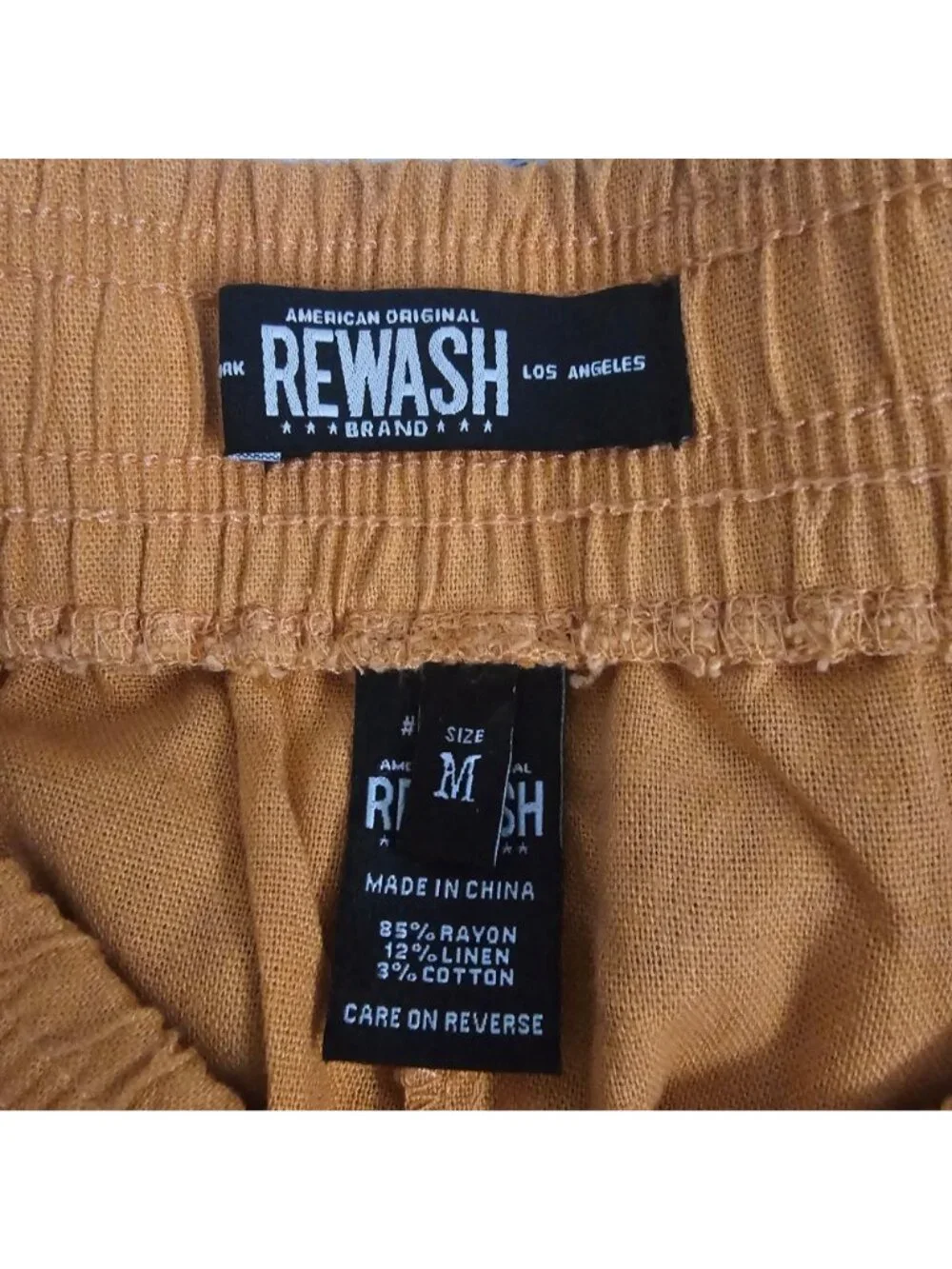 Rewash Brand Mustard Yellow Rayon-Linen Tiered Wide Leg Pants Size Medium, NWT - Picture 5 of 12